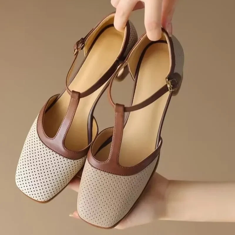 Melara | Mid Heel Leather Shoes