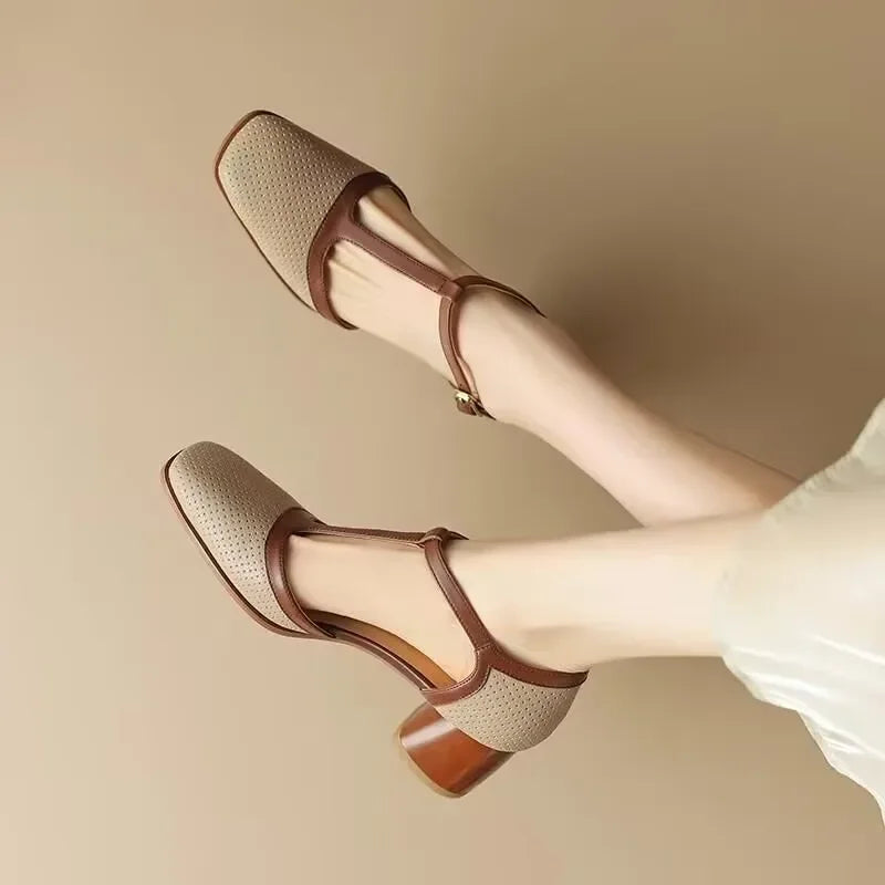 Melara | Mid Heel Leather Shoes