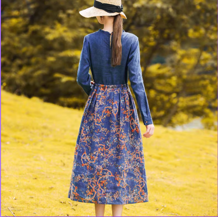 Aurielle Vintage Print Midi Dress