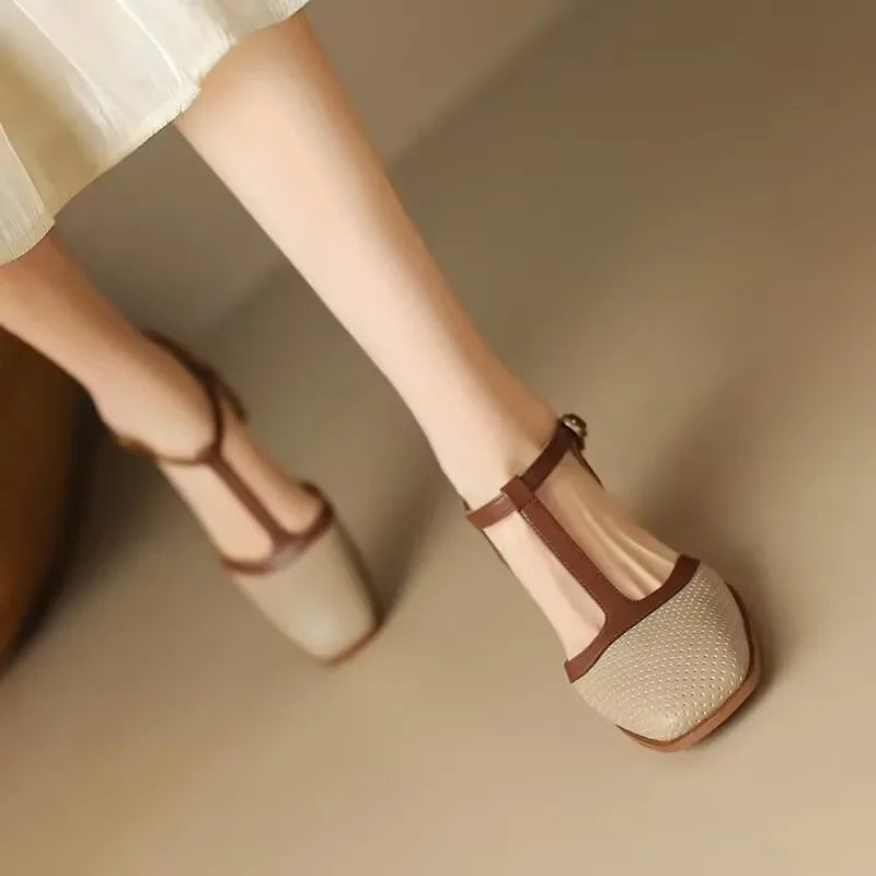 Melara | Mid Heel Leather Shoes